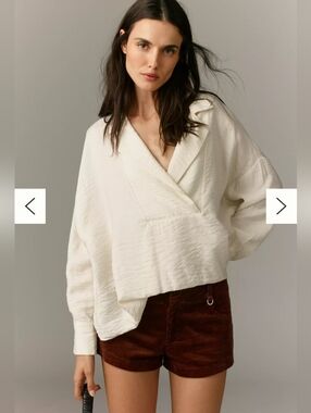 Anthropologie The Dylon Long Sleeve Wide Placket Top
